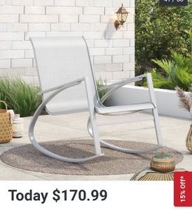 lot 49866 image: Corvus Antonio Outdoor Sling Fabric Rocking Chair - Grey Stripe - Grey Finish