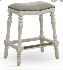 lot 49868 image: Hollyn 25-inch Saddle Seat Counter Height Stool. WHITE