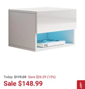 lot 49870 image: Air Modern Wall-mounted Floating Nightstand - White