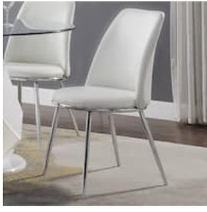 lot 49876 image: Silver Orchid Brody White PU Side Chair (Set of 2)