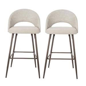 lot 49877 image: Glitzhome Set of 2 Grey Mixing Fabic and Leatherette Bar Stool with Tapered Metal Legs