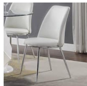 lot 49878 image: Silver Orchid Brody White PU Side Chair (Set of 2)