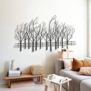 lot 49881 image: Luxen Home Black Metal Field of Trees Wall Decor