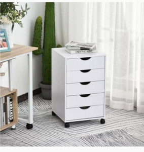 lot 49891 image: HomCom White 5-Drawer Storage Organizer Filing Cabinet. White