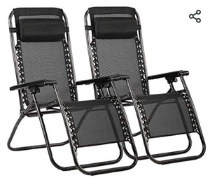 lot 49892 image: Patio Chair Outdoor Furniture Zero Gravity Chair Patio Lounge Camping Chair Set of 2 Recliner