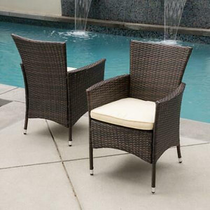 lot 49911 image: 2 - Malta Multibrown Removable Cushions Wicker Outdoor Dining Chairs