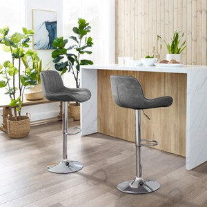 lot 49917 image: 2 - Lucky-Angel Adjustable Height Upholstered Swivel Bar Stool