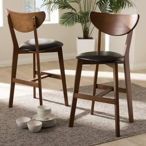 lot 49921 image: 2 - Baxton Studio Eline Mid-Century Modern Faux Leather Upholstered Counter Stools