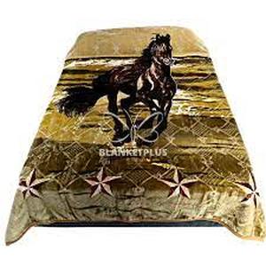 lot 80 image: PopTex Embossed Soft Blanket, Brown Horse, King Size