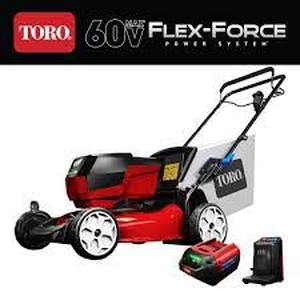 lot 151 image: Toro 21-inch Recycler SmartStow 60V Lithium-Ion Battery Walk Behind Mower RWD 5.0 Ah with Battery & Charger