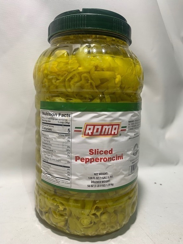 lot 153 image: 1 New Gallon Tub of Roma Sliced Pepperoncinis