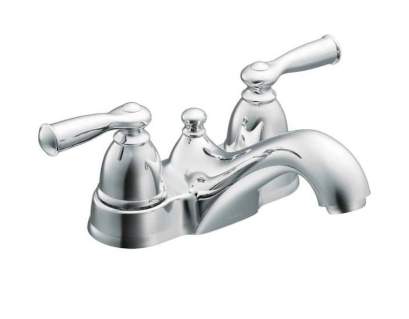 lot 165 image: New Moen Banbury 4 Centerset 2-Handle Low-Arc Bathroom Faucet in Chrome