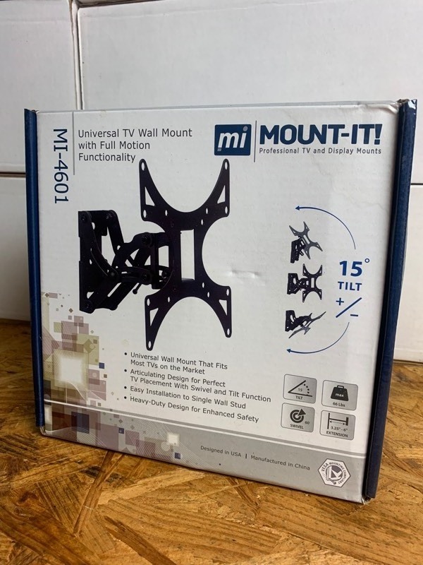 lot 185 image: 1 New Mount-It Universal TV Wall Mount w Full Motion Functionality MI-4601