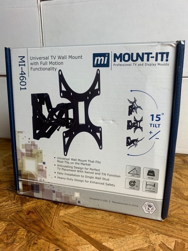 lot 186 image: 1 New Mount-It Universal TV Wall Mount w Full Motion Functionality MI-4601