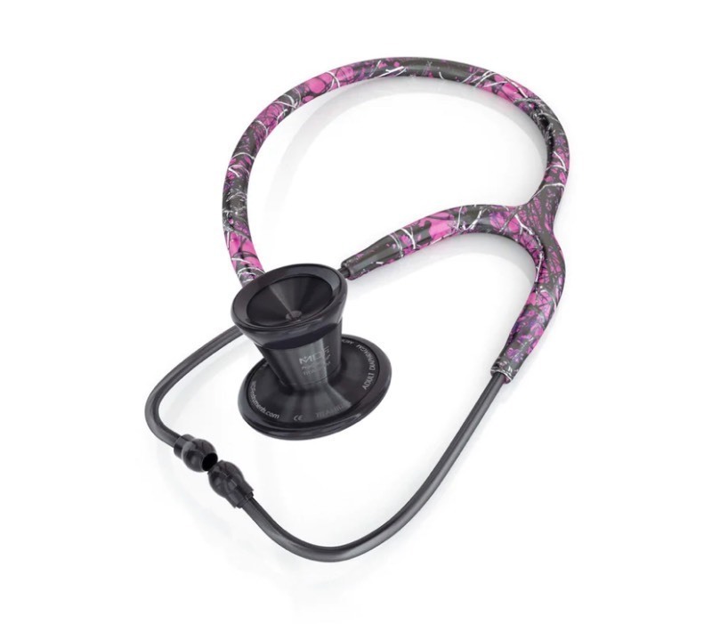 lot 187 image: New MDF MD One Black & Pink Camo Titanium Cardiology Stethoscope