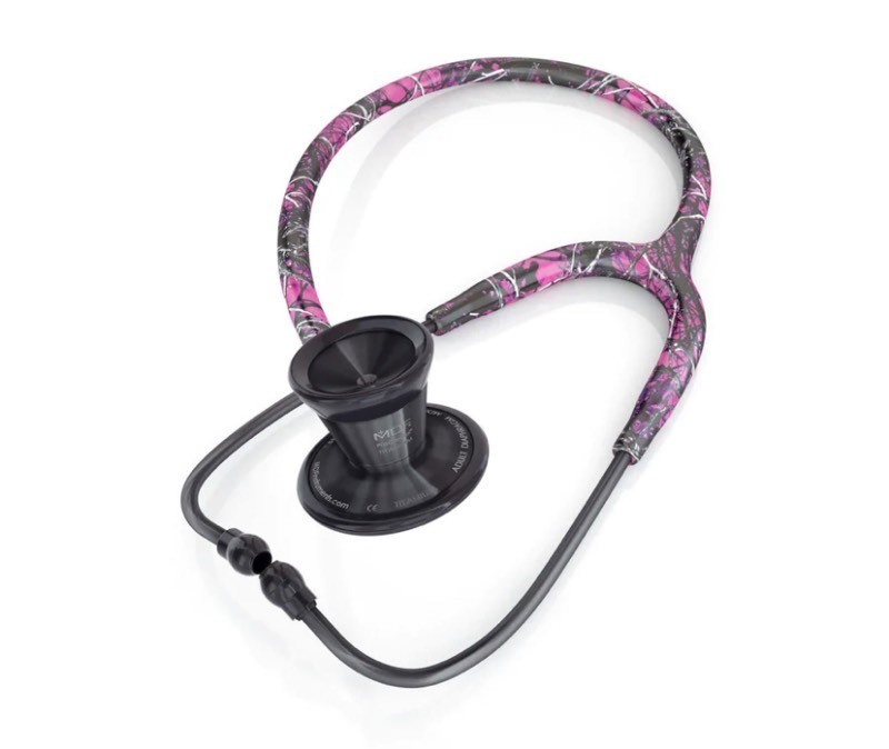 lot 188 image: New MDF MD One Black & Pink Camo Titanium Cardiology Stethoscope