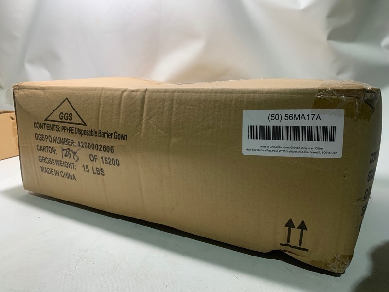 lot 197 image: New Large Box of 50 Individually Packed Disposable Barrier Gowns (One Size Fits All)