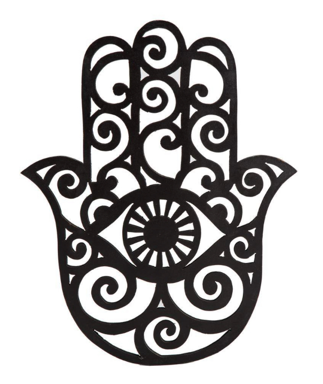lot 203 image: 1 New Brewster Home Handcrafted Adira Black Hamsa Wood Wall Art 19x24