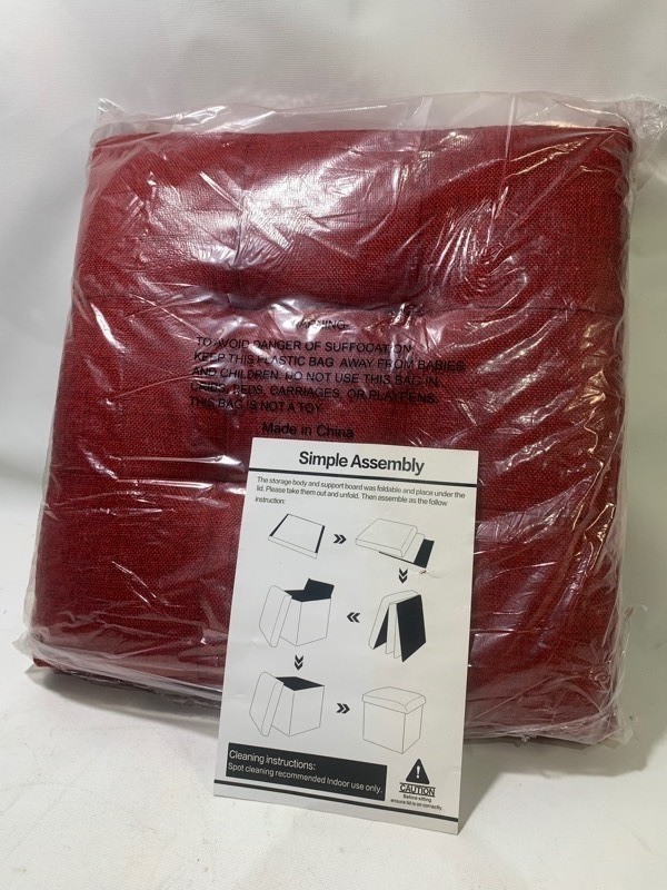 lot 278 image: New Simple Assembly Red Compatible Storage Stool 13x15x15