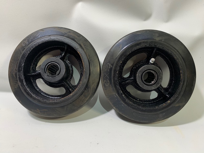 lot 392 image: 2 New Heavy Duty 6x2 Steel Rubber Wheel