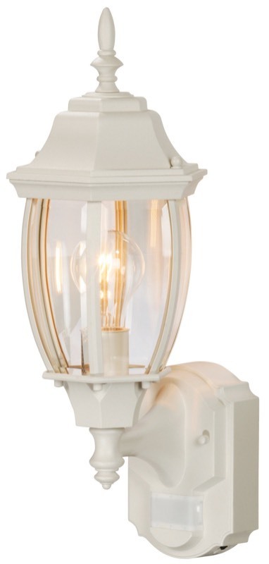 lot 354 image: New Secure Home Heath Zenith Six-Sided Die-Cast Aluminum Lantern, White w Beveled Glass