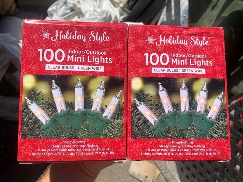 lot 454 image: 2 New Boxes of Holiday Style 100 IndoorOutdoor Mini Clear Green Wire Lights 20ft