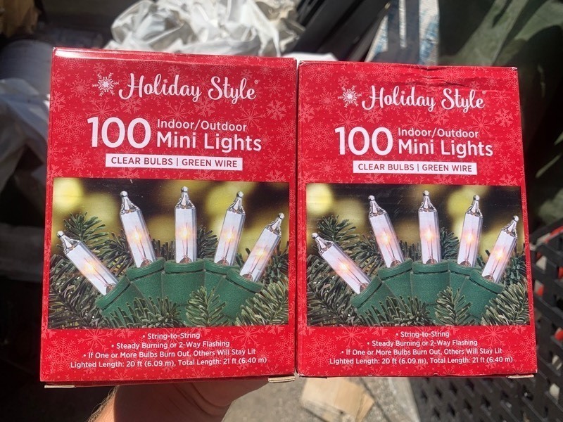 lot 455 image: 2 New Boxes of Holiday Style 100 IndoorOutdoor Mini Clear Green Wire Lights 20ft