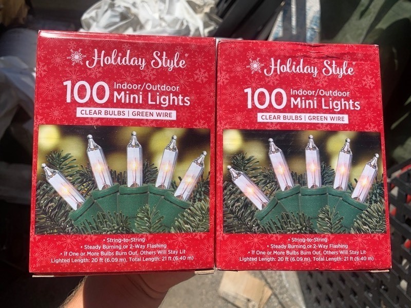 lot 456 image: 2 New Boxes of Holiday Style 100 IndoorOutdoor Mini Clear Green Wire Lights 20ft