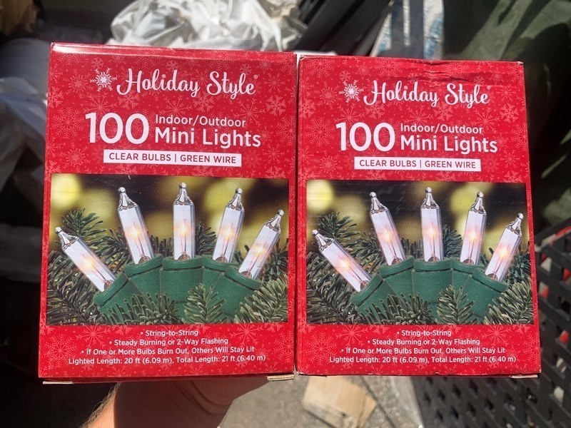 lot 458 image: 2 New Boxes of Holiday Style 100 IndoorOutdoor Mini Clear Green Wire Lights 20ft