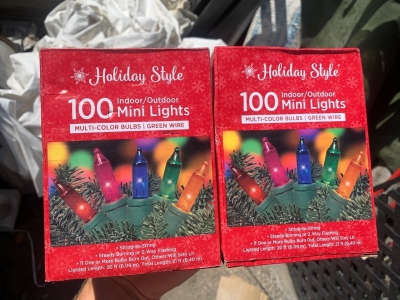 lot 459 image: 2 New Boxes of Holiday Style 100 IndoorOutdoor Mini Multi-Color Green Wire Lights 20ft