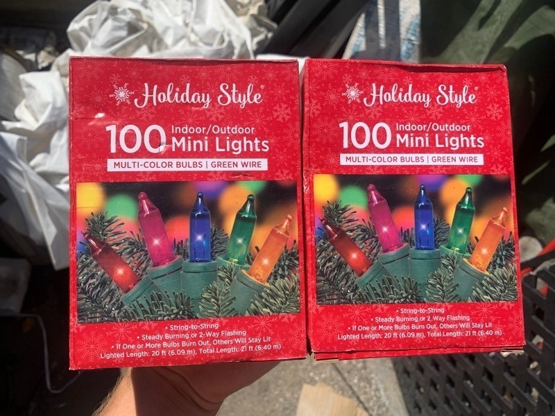 lot 460 image: 2 New Boxes of Holiday Style 100 IndoorOutdoor Mini Multi-Color Green Wire Lights 20ft