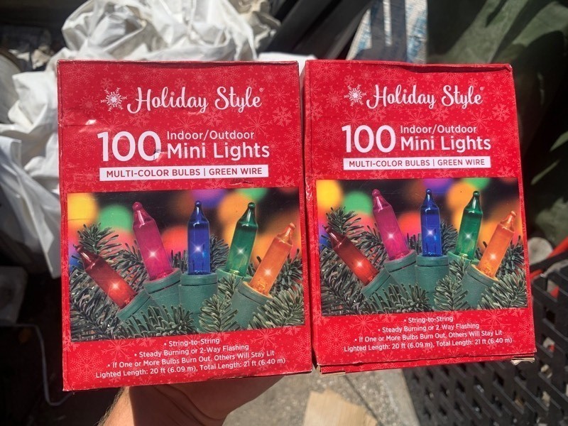 lot 461 image: 2 New Boxes of Holiday Style 100 IndoorOutdoor Mini Multi-Color Green Wire Lights 20ft