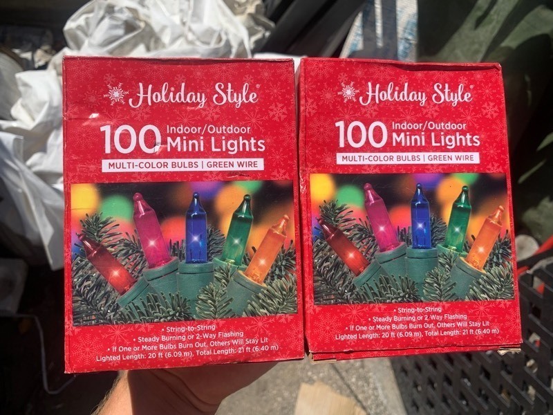 lot 462 image: 2 New Boxes of Holiday Style 100 IndoorOutdoor Mini Multi-Color Green Wire Lights 20ft