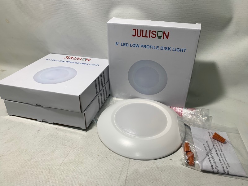 lot 359 image: 3 New Jullison 6 LED Low Profile Disk Lights
