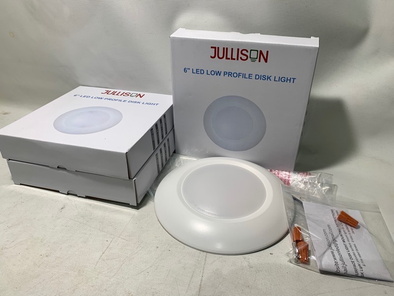 lot 360 image: 3 New Jullison 6 LED Low Profile Disk Lights