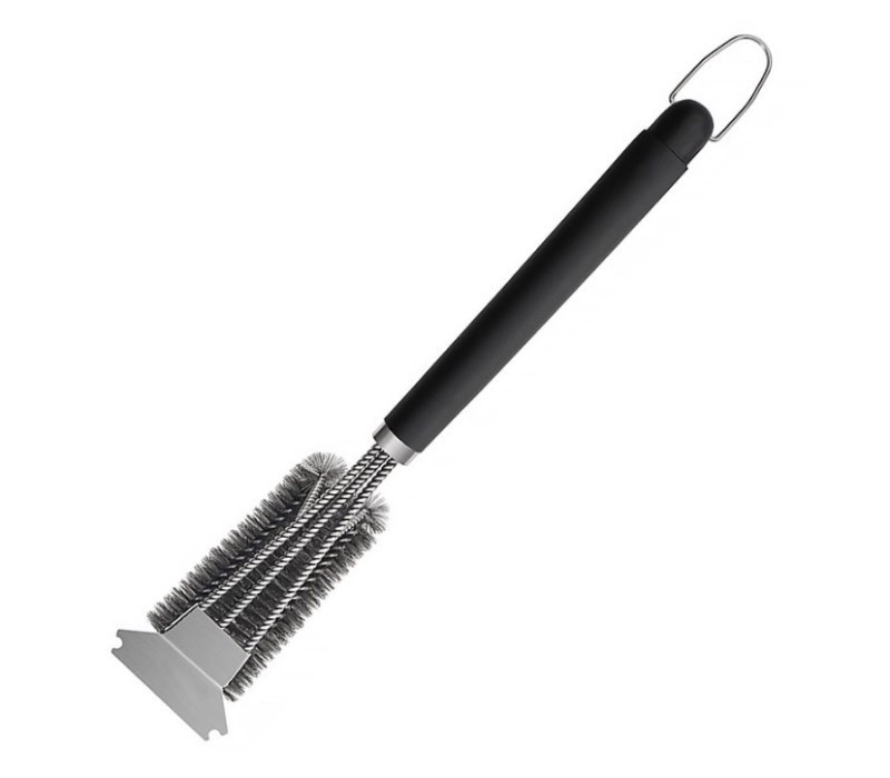 lot 211 image: Grillme 3-heads Stainless Steel BBQ Grill Plate Cleaning Brush