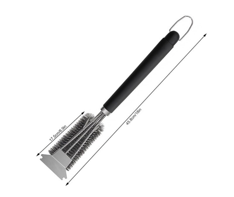 lot 212 image: Grillme 3-heads Stainless Steel BBQ Grill Plate Cleaning Brush