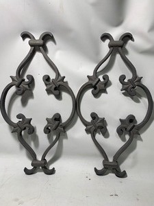 lot 998 image: 2 Matching Solid Heavy Duty Decorative Wrought Iron Pieces 8x16 (Style E)