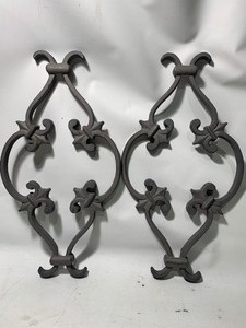 lot 1005 image: 2 Matching Solid Heavy Duty Decorative Wrought Iron Pieces 8x16 (Style E)