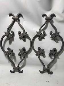 lot 1004 image: 2 Matching Solid Heavy Duty Decorative Wrought Iron Pieces 8x16 (Style E)