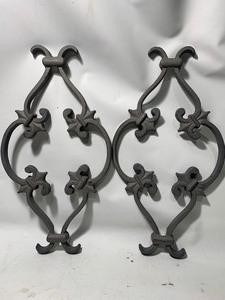 lot 1003 image: 2 Matching Solid Heavy Duty Decorative Wrought Iron Pieces 8x16 (Style E)