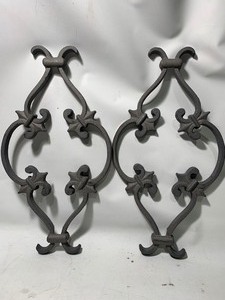 lot 1002 image: 2 Matching Solid Heavy Duty Decorative Wrought Iron Pieces 8x16 (Style E)
