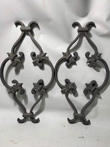 lot 999 image: 2 Matching Solid Heavy Duty Decorative Wrought Iron Pieces 8x16 (Style E)