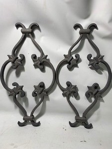 lot 1001 image: 2 Matching Solid Heavy Duty Decorative Wrought Iron Pieces 8x16 (Style E)