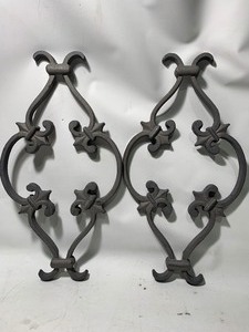 lot 1000 image: 2 Matching Solid Heavy Duty Decorative Wrought Iron Pieces 8x16 (Style E)