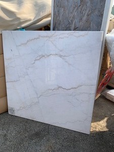 lot 35 image: Square White Marble Styled Table Top 3x3