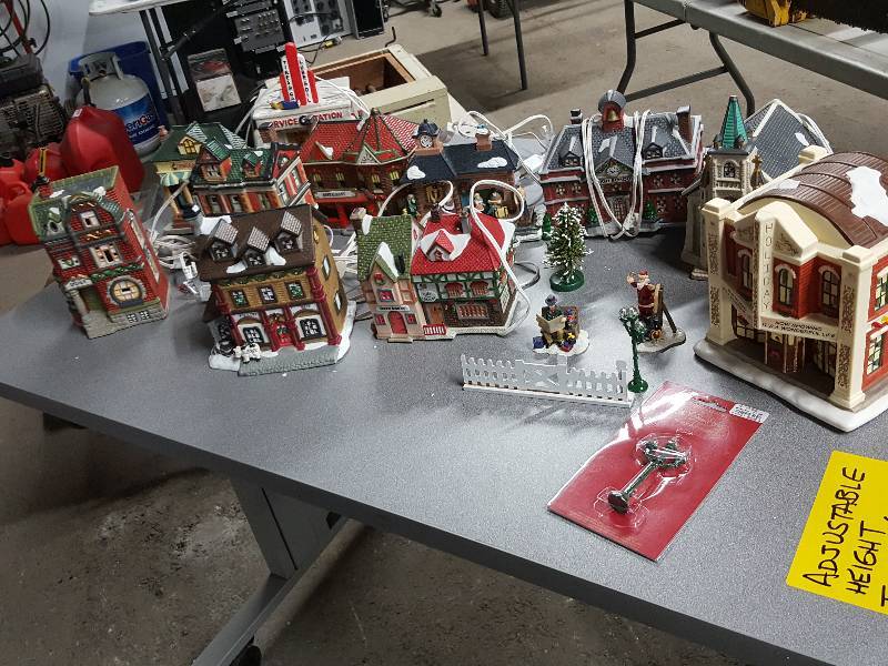 lot 2047 image: All Ceramic and unfortunately a couple weeks late for this year.  Complete and mostly lighted Christmas village