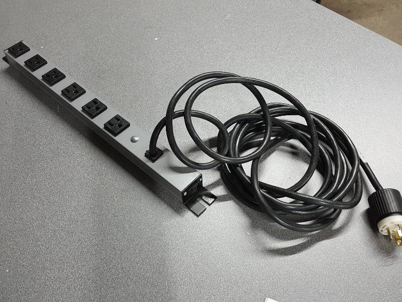 lot 2054 image: Professional 6 position Wiremold C10607 power strip with flange mounting and real long power cord 10-12 feet