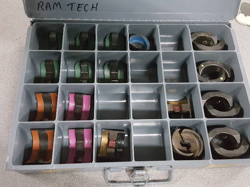 lot 2077 image: Money, money here friends.  A service box of the Thomas & Betts T&B crimping dies made to be used in a hydraulic press.