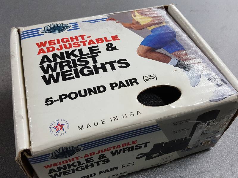 lot 2117 image: New pair of 5 lb weight adjustable ankle & wrist weights.  Tone up your body this New Year